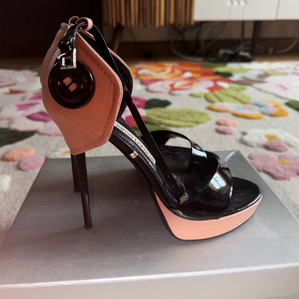 Gianmarco Lorenzi patent platform stiletto sandals 38.5 - Picture 3 of 17